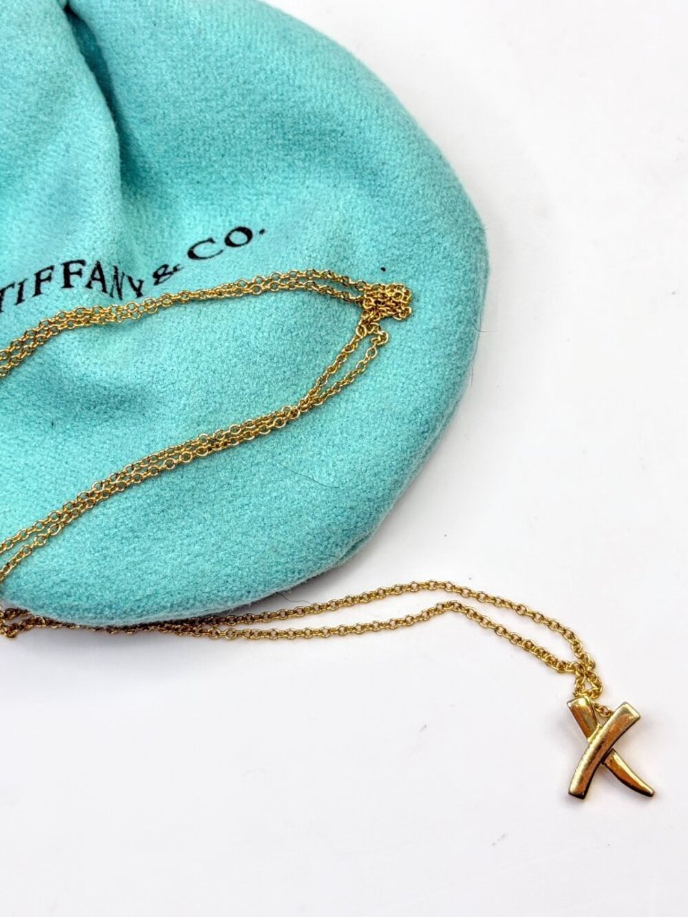 Vintage Tiffany & Co. 18K Yellow Gold Paloma Picasso X Pendant Necklace JR1597